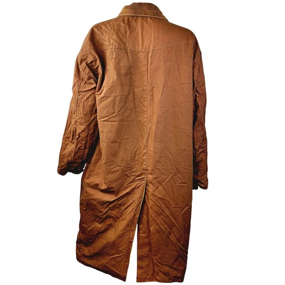 Marlboro Vintage 90s Reversible Duster / Rain Coat Medium Men Women Yellow Brown - Picture 10 of 15